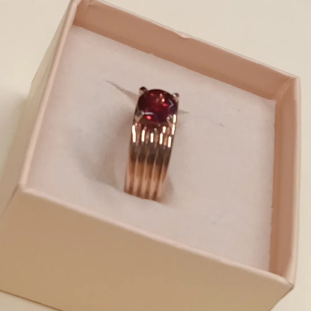 Sterling Silver 925 Gold Tone Pink Gemstone Ring size 6 - Picture 9 of 13